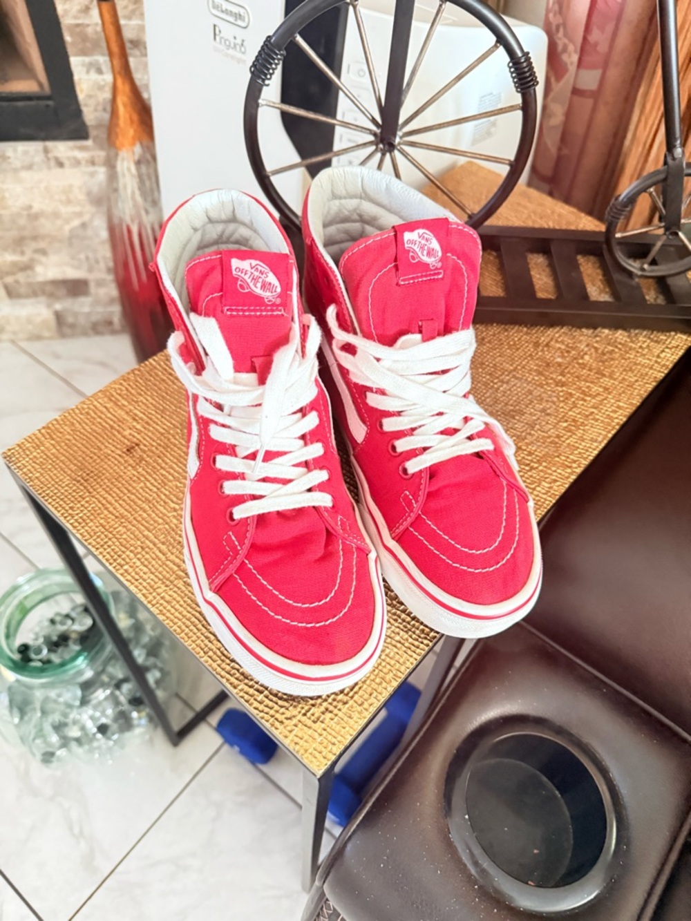 Vans Red High-Top Sneakers with White Accents